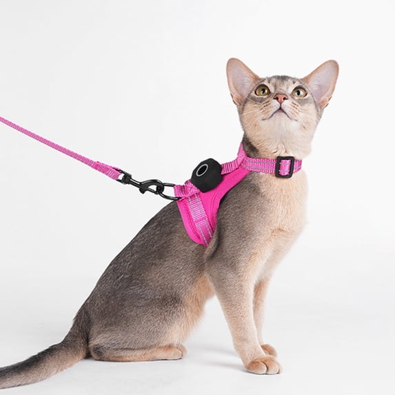 Small Cat Harness and Leash Set, Escape Proof Chest Strap with Reflective Rope, for 1.5-4kg Pets with GPS Pouch