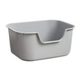 thumbnail image 1 of Small Cat Litter Box with High Sides,Cat Boxes for Indoor Cats,Cat Litter Pan for Kitty,Litter Box with Low Entry,Easy to Clean,Anti-Splashing (Grey), 1 of 3