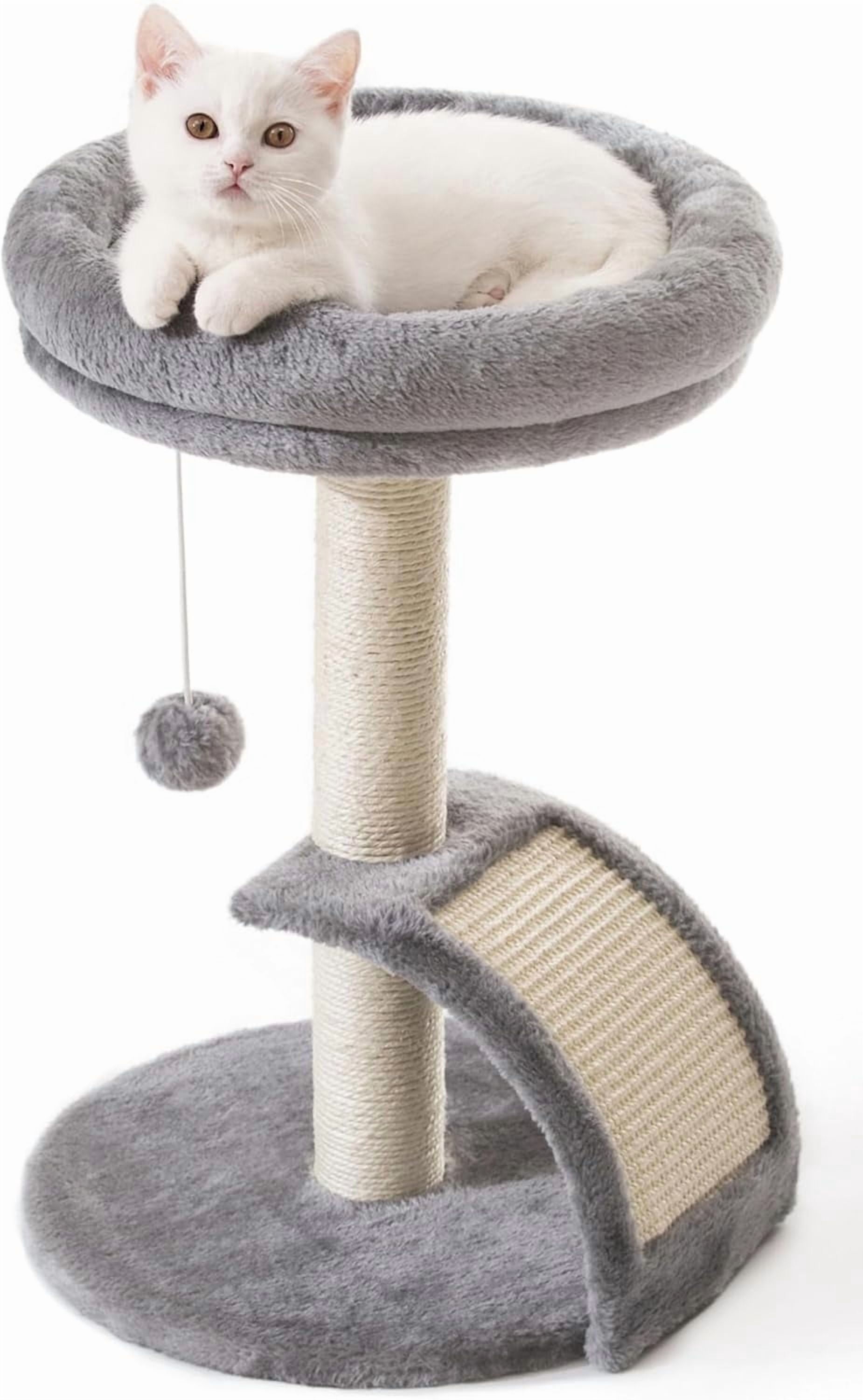 Scratch Ramp Small Cat Tree Tower with Scratching Post, Modern Kitten Tower for ...