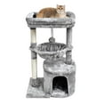 thumbnail image 1 of Small Cat Tree for Indoor Cats, Activity Cat Tower with Scratching Post for Kittens, Modern Cat Furniture with Basket & Hanging Ball for Play Rest, 1 of 7