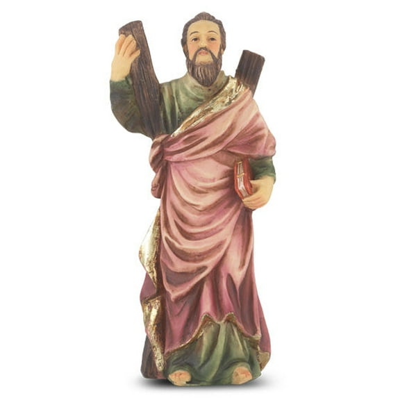 Small Catholic 4" St. Andrew Hand Painted Solid Resin Statue