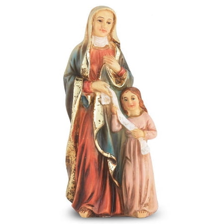 Small Catholic 4" St. Anne Hand Painted Solid Resin Statue