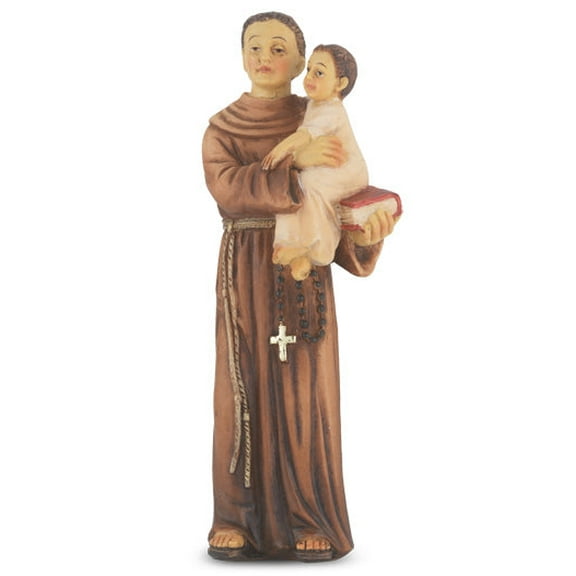 Small Catholic 4" St. Anthony Hand Painted Solid Resin Statue