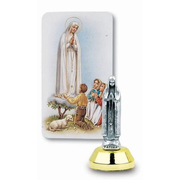 Small Catholic Our Lady of Fatima Auto Statue Figurine With Prayer Card ...