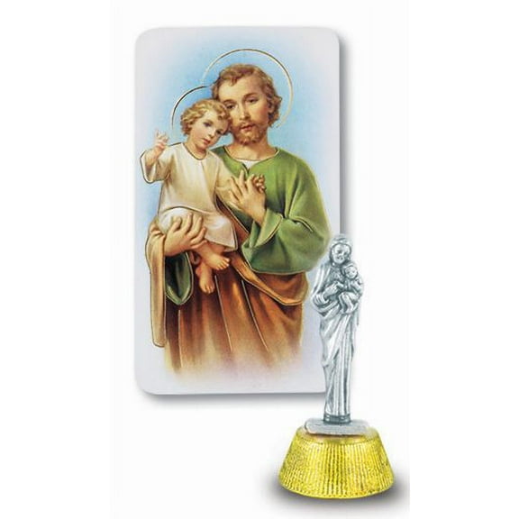 Small Catholic Saint Joseph Auto Statue Figurine With Prayer Card for Dashboard