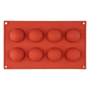 Small Cavity Semi-Sphere Silicone Mold, Oimcto Non-Stick Half Sphere Baking Mold, Flexible, Reusable, Dishwasher Safe, Oven & Freezer Compatible for Desserts, 11.02X6.49 Inch, 8 Half‑Round Treats
