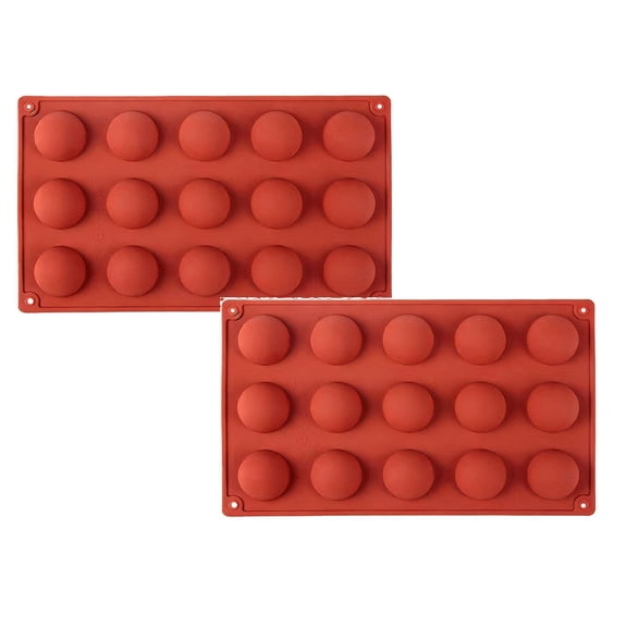 Small Cavity Semi Sphere Silicone Non Stick Half Sphere Silicone BakingforMaking Jelly And Cake, 2 Pack 15-Cavity Mini Hemisphere Mold, Small Semi-Sphere Silicone Tray, Jelly Cake Baking Mold