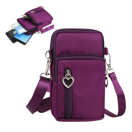 Small Cell Phone Crossbody Shoulder Bag, EEEkit Waterproof Nylon Carrying Phone Holder Purse with Arm Band