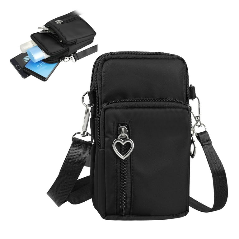 Small Crossbody Bags for Women, Black Waterproof Cell Phone Crossbody  Wallet Purse Handbags Mens Gym Bags, Detachable Strap Multi Pocket Casual