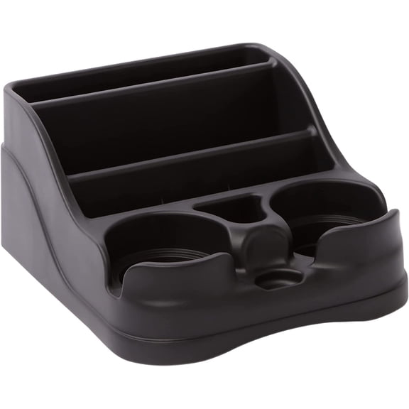 Small Center Console for Cars, Trucks, Minivans, SUVs, Vehicle Organizer, Cup Holders, Recycled Plastic, (Black)