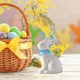 thumbnail image 1 of Small Ceramic Bunny Figurines, Porcelain Rabbit Statues with Blue Gingham Bow, White Easter Bunny Decor for Spring Home, Tabletop, Mantle, Shelf & Easter Decorations, Elegant Easter Gifts for Women, 1 of 6