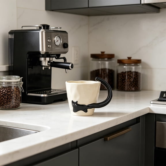 Small Ceramic Espresso Mug Set of 3 Colors, Coffee Cup for Office Kitchen, Daily Use or Gift, Stackable & Easy Clean