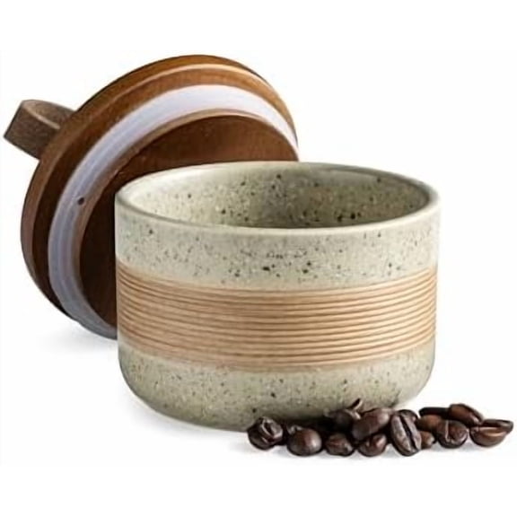 Small Ceramic Jar with Lid, Coffee Canister Coffee Container Kitchen Food Storage Jars for Spice Sugar Tea Bag, Stackable Decorative Jars for Countertop, 5 fl.oz