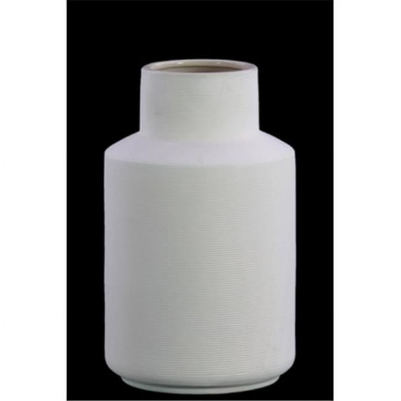 Small Ceramic Round Vase with Neck, White