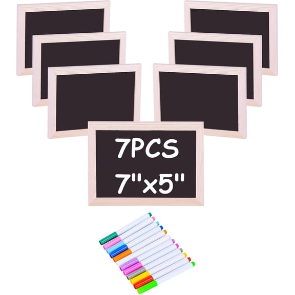 Small Chalkboard with Frames, Mini Wooden Double Sided Chalkboards, Learning and Handwriting Without Tears, Slate Board Signs School Supplies for Classroom Party Home Office,5 x 7 Inch(7PCS)