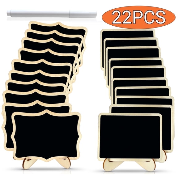 Small Chalkboard Sign Wooden Framed Mini Chalkboard Labels for Table Numbers, Food Signs, Wedding Signs, Message Board, Place Cards and Event Decorations 22PCS