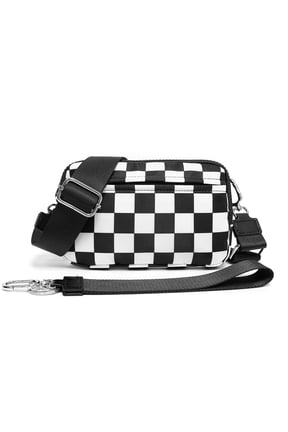 Small Checkered Wristlet Wallets Nylon Quilted Wallet with 4 Zippers ID Window Lightweight Travel Credit Card Holder Clutch Purse 2 Straps Cell Phone Organizer Crossbody Bag for Women(Black)