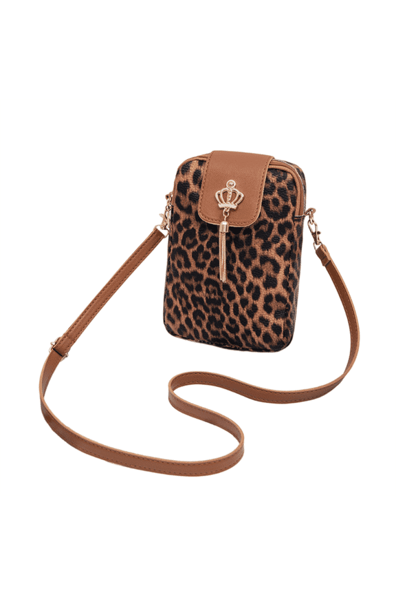 Small Cheetah bag for Women - Women's Leopard Tassel Shoulder Crossbody Phone Bag (Brown)