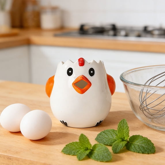 Small Chicken-Shaped Ceramic Egg Separator, Cute Kitchen Gadget Gift for Bakers, Food-Grade Ceramic, Orange, By Preplabs