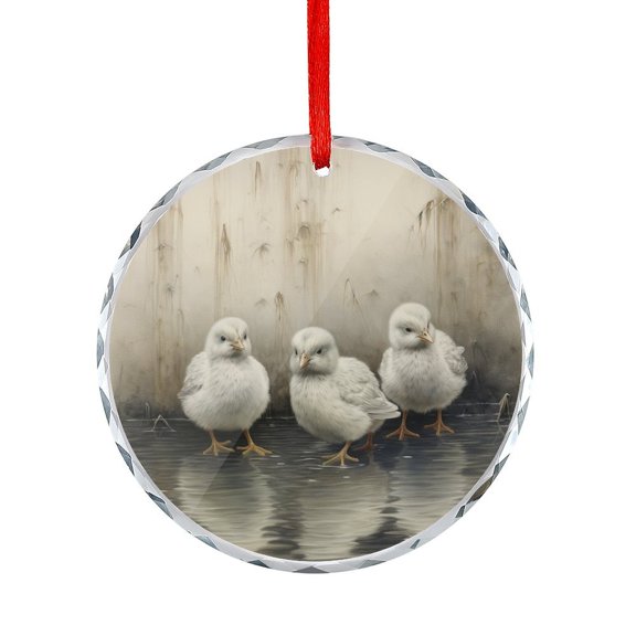 Small Chicks Christmas Ornament Happy Easter Spring Shabby Chic Round Glass Christmas Ornaments Unique Gift Idea