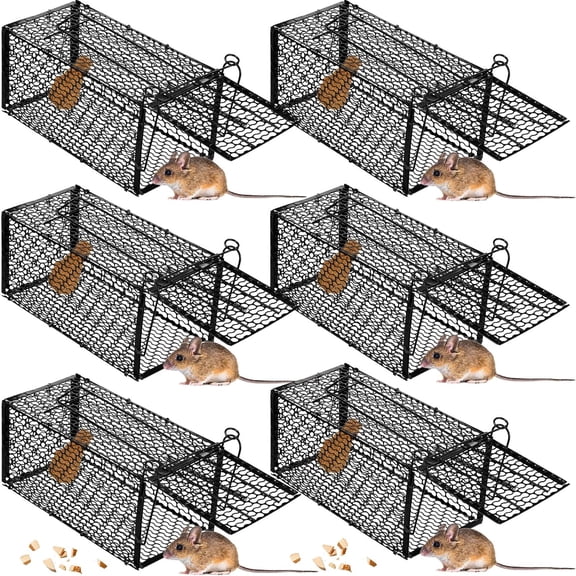 Small Chipmunk Mouse Squirrel Cage Rodent Animal Mice Voles Hamsters Cage Catch and Release Trap for Home Garden Indoor Outdoor@, 6 Pcs Humane Rat Trap (10.6 x 5 x 5 Inch)#!