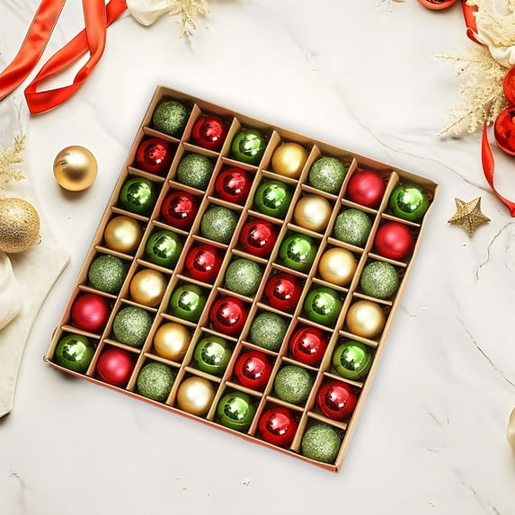 Small Christmas Electroplated Ball Ornaments Sets 49 Pieces, Bright Shatterproof Hanging Balls for Christmas Tree Decoration 1.18Inch Green