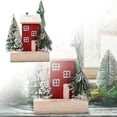 thumbnail image 1 of Small Christmas House Miniature Figurine Wooden Winter Village Scene Desktop Ornament, Xmas Houses and Trees for Living Room Bedroom Party Decoration Display, 1 of 5