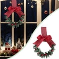 thumbnail image 1 of Small Christmas Kitchen Cabinet Wreaths with Ribbon, 8.66 Inch Mini Wreath with Red Ribbon Bow & Berry, Small Kitchen Window Door Decor, Xmas Holiday Cabinet Hanging Ornament, 1 of 6