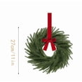 thumbnail image 1 of Small Christmas Norfolk Wreaths Evergreen 11 Inch Christmas Kitchen Cabinet Mini Wreaths With Bow And Burgundy Ribbon for Xmas Front Door Window Wall Home Table Pillar Decor, 1 of 9