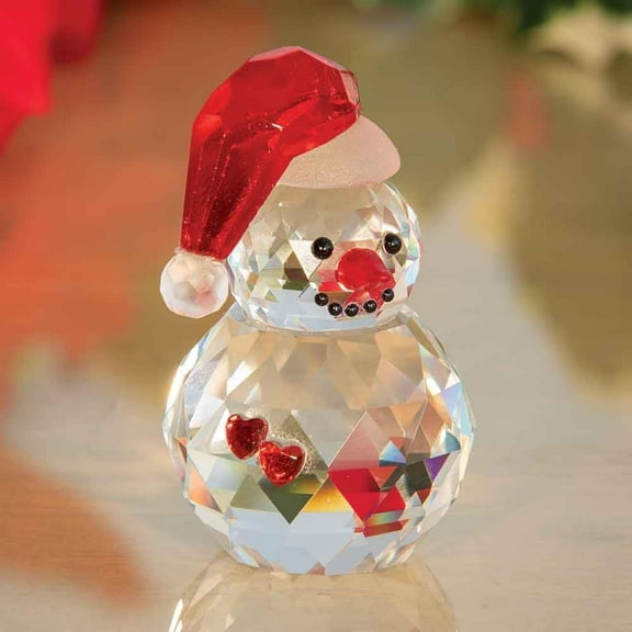 Small Christmas Snowman Crystal Figurine