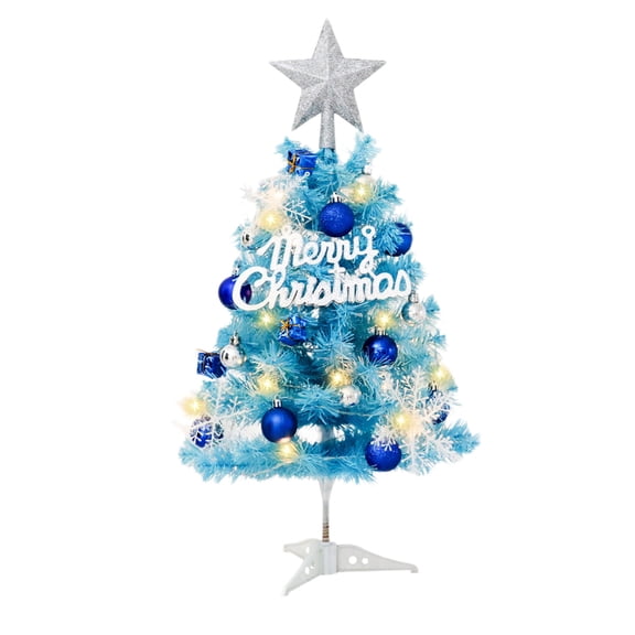 Small Christmas Tree, 2ft Mini Christmas Tree, Artificial Small Desktop Xmas Tree with Lights and Tree Ornaments, for Christmas Thanksgiving Decorations