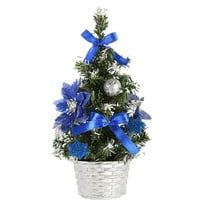 Small Christmas Tree, Artificial Tabletop Xmas Tree with Base,Xmas Ball Ornaments and Bowknots,Christmas Pine Tree,Christmas Decorations for Home/Office Indoor Outdoor Decor(Blue)