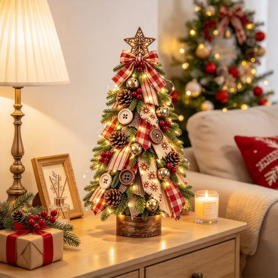 Small Christmas Tree with Lights,10.6 Inch Pre-Lit Artificial Mini ...