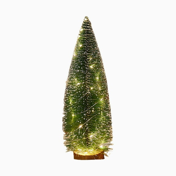 Small Christmas Tree Mini Pines Needle Tower Shaped Snow Pines Tree Desktop Illuminated Christmas Tree Ornament Christmas Decoration 6.1"