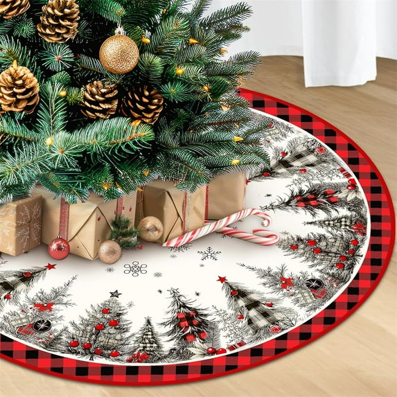 Small Christmas Tree Skirt 24 Inch Festive Holiday Decor for Tabletop Trees Party and Mall Decoration