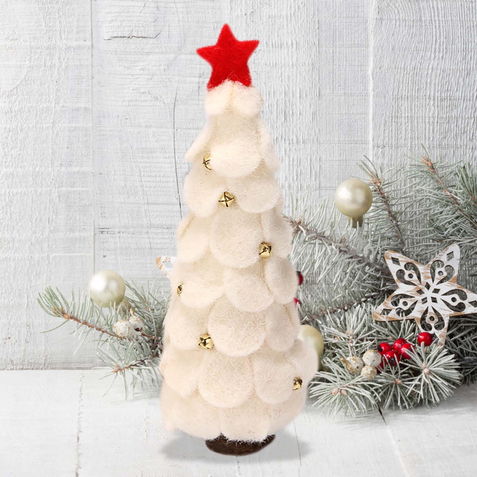 Small Skinny Christmas Tree - Mini Small Little Tabletop Prelit Christmas Tree 11.8 Inch Decorated with Ornaments 35 Multi-Colored Lights Artificial Green Tree