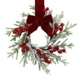 thumbnail image 1 of Small Christmas Wreath 11.8 Inch, Mini Cabinet Wreaths with Red Berry Pine Bow, Vintage Farmhouse Christmas Decor for Kitchen Window Door Fireplace Candle -1PCS, 1 of 8