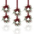 thumbnail image 1 of Small Christmas Wreath, 6 Pcs 6" Mini Christmas Wreaths for Cabinets, Small Cabinet Wreaths for Kitchen Cabinet Window Door Farmhouse Christmas Party Decorations Candle Rings Fireplaces (C), 1 of 13