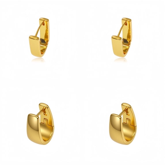 Small Chunky Earrings for Women,14K Gold Plated Small Hoop Earrings Hypoallergenic Earrings Small Thick Hoops Earrings 2 pairs