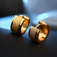 thumbnail image 1 of Small Circle Creoles Hoop Earrings For Women 14K Yellow Gold Matte Sleeper Unusual Earrings Female Trend Jewelry, 1 of 6