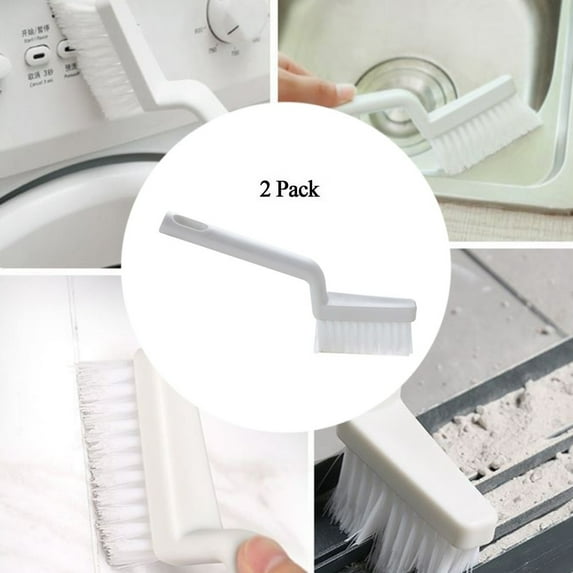 Small Cleaning Brush, Medium Soft Bristles Mini Grout Brush Micro Edge Corner Cleaning Brush for Bottle, Tile Lines, Window Track, Bathroom Crevice Brush for Crevice and Narrow Space, 2 Pack