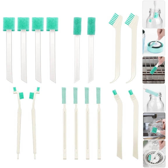 Small Cleaning Brushes for Household, 16Pcs Crevice Cleaning Tool Set for Window Groove Track Humidifier Keyboard Bottle Door Car Vent, Tiny Detail Cleaner Scrub Brush for Gaps Corner Tight Space