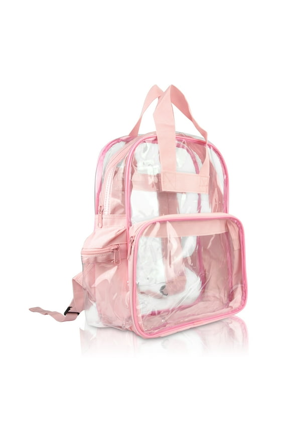 Small Clear Backpack Transparent PVC Security Security School Bag in Pink