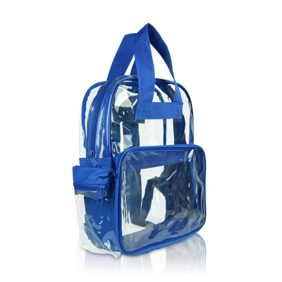 Small Clear Backpack Transparent PVC Security Security School Bag in Royal Blue
