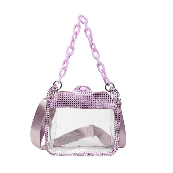 Small Clear Bag Stadium Approved, Clear Purses for Women Stadium Concert Festival, Sports Games Women Shoulder Crossbody Bag for Gift - Pink