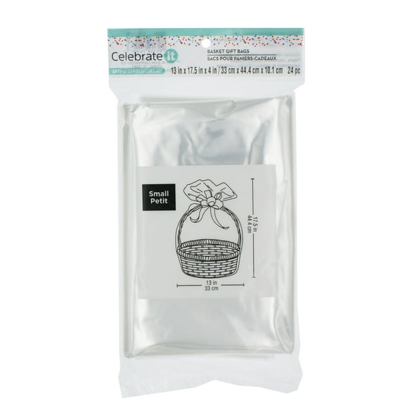 Small Clear Basket Gift Bags by Celebrate It 13" x 17.5" x 4" Polypropylene Wrap for Gift Baskets - Flowers & Wreaths - 12 Pack (288 Total Bags)