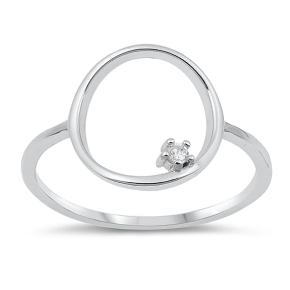 Small Clear Cubic Zirconia Stone Round Design Ring Sterling Silver Size 9