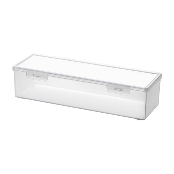 Small Clear Deep Strip Storage Container with Latching Lid, Stackable, 1-Pack
