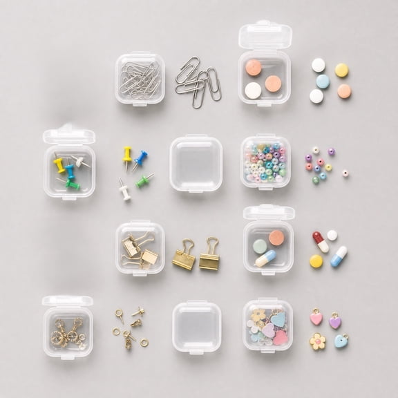 Small Clear Plastic Boxes, 10 Pack Mini Jewelry Storage Box with Snap Lock Lid for Earbuds and Stud Earrings Anti Oxidation, Transparent Square Organizer Case for Craft Beads, Traveling and Commuting
