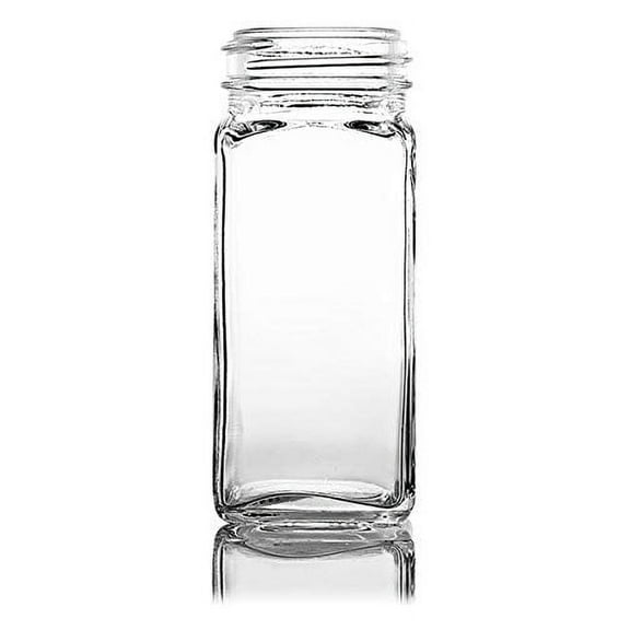Small Clear Square Glass Spice Jar & Adjustable Grinder Cap